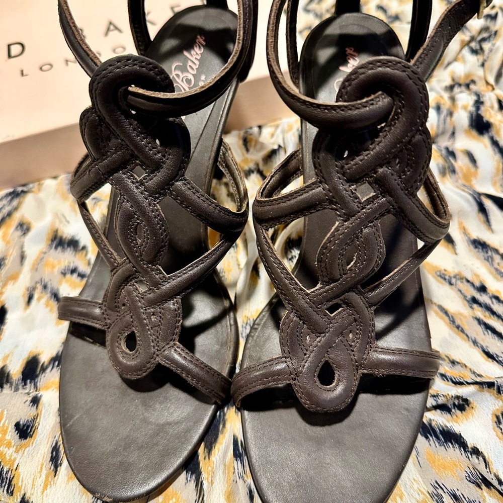 Ted Baker brown leather open heels